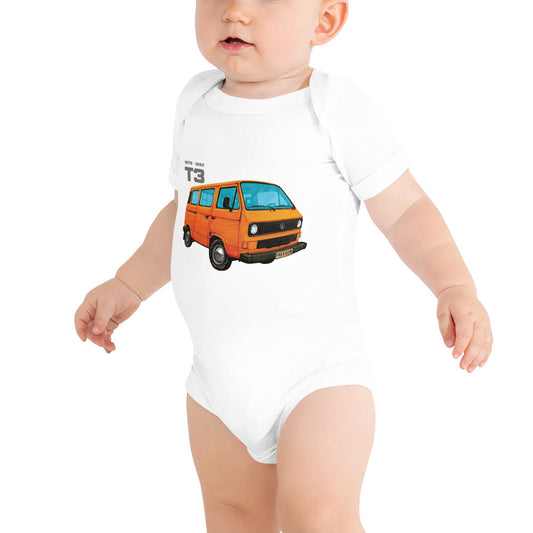 Baby short sleeve one piece − VW T3 orange
