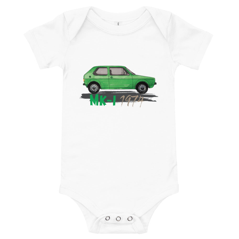 Baby short sleeve one piece − VW Golf I green