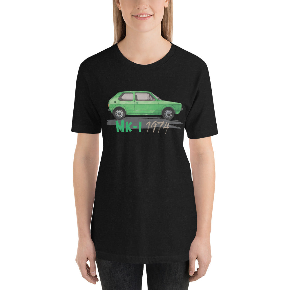 Short-sleeve unisex t-shirt VW Golf 1 green