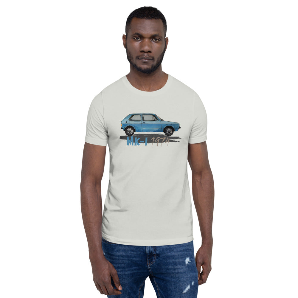 Short-sleeve unisex t-shirt VW Golf 1 blue