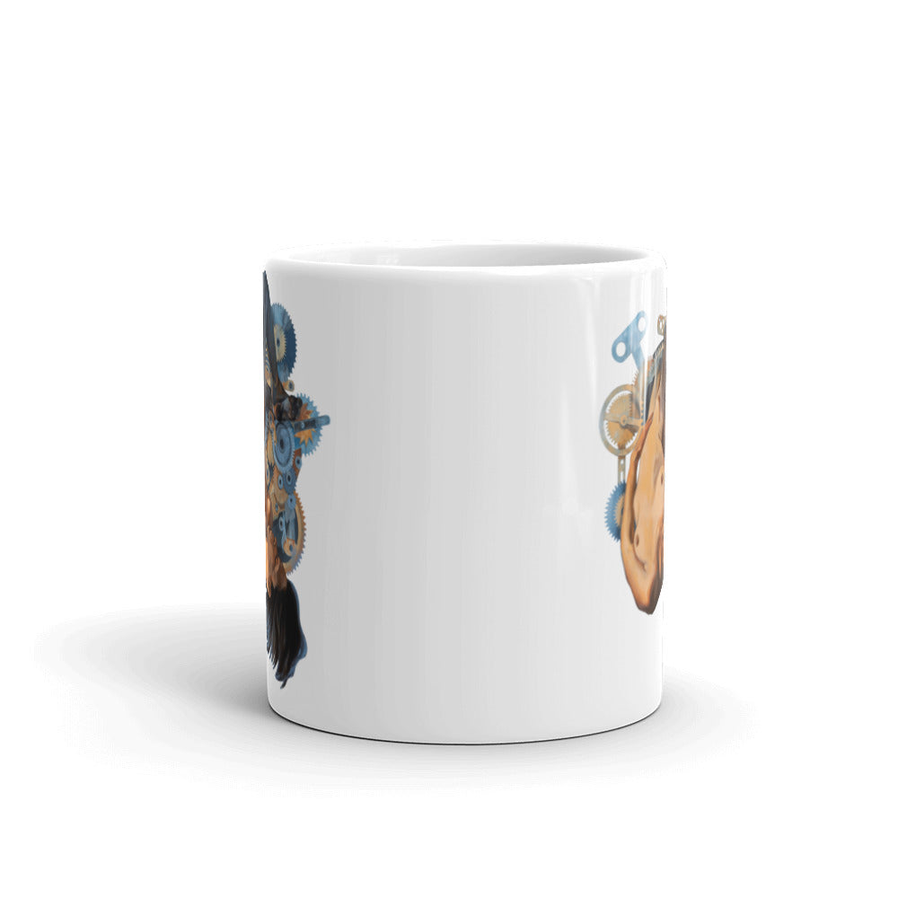 White glossy coffee mug - Machine of being